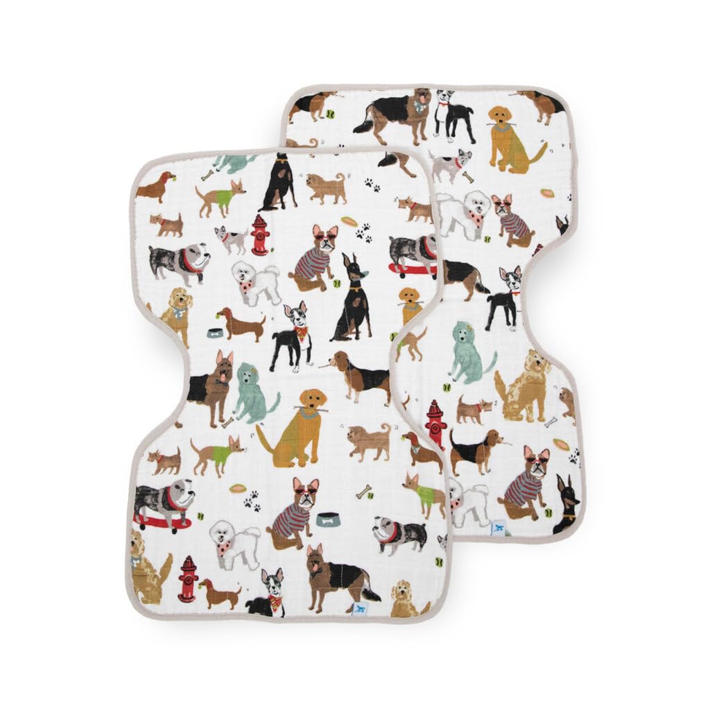 Little Unicorn Paquete de 2 ropa de algodón para eructos de muselina, 100 % algodón, multicapa, ultra absorbente y suave, diseño ergonómico, bebé recién nacido eructado, reversible, grande, 21 "x14",