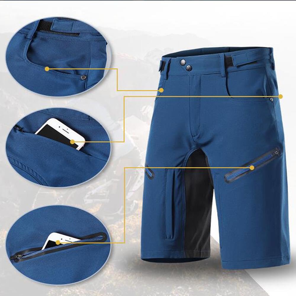 Traspiranti Pantaloncini MTB Pantaloncini da Ciclismo Imbottiti Antiurto Uomo, Leggero Uomo Pantaloncino da Mountain Bike Elastici vestibilità Intimo Ciclismo con Gel 5D