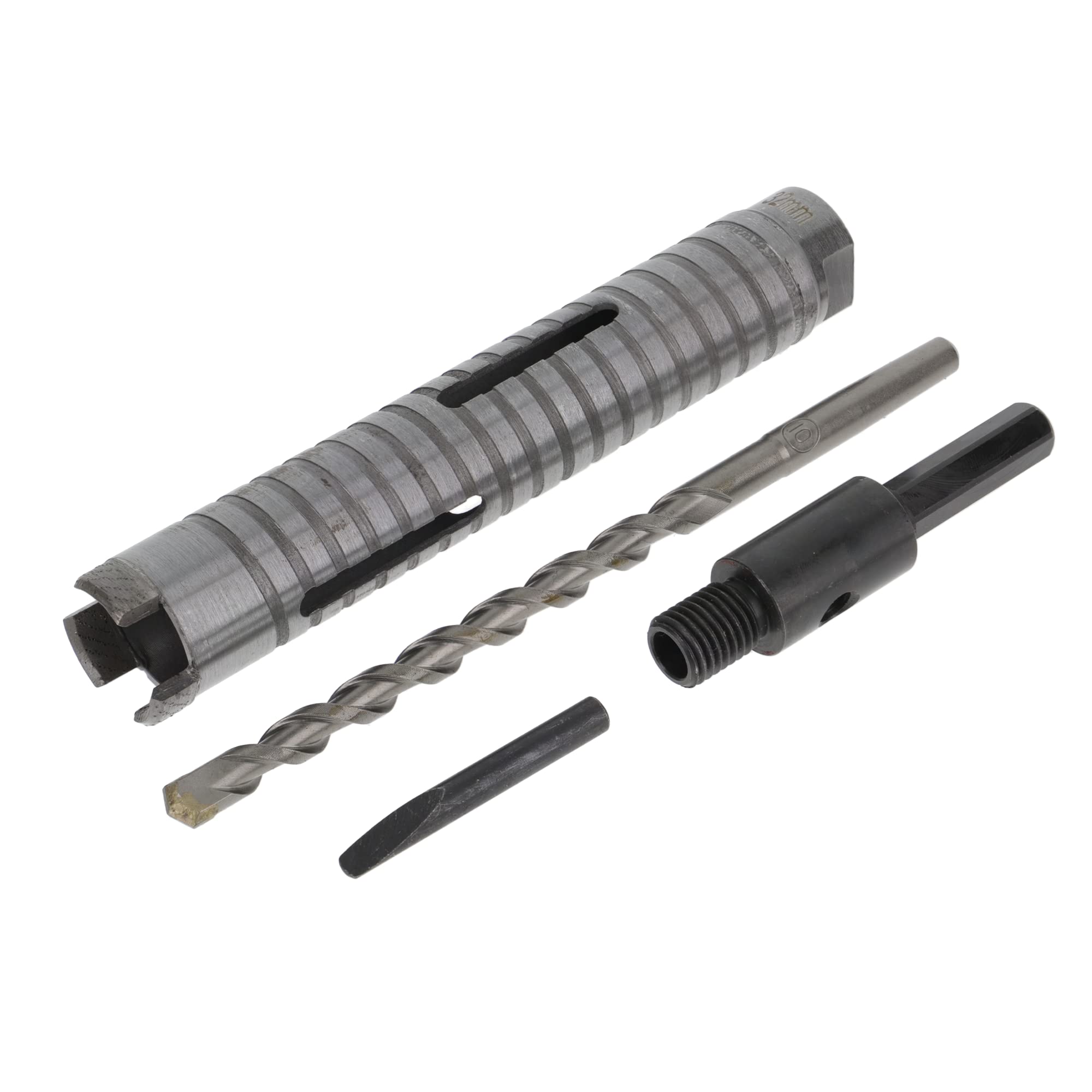 PRODIAMANT Diamentowa wiertnica rdzeniowa ø 32 mm długość efektywna 150 mm z adapterem sześciokątnym do wiertarek, segmenty spawane laserowo do wiercenia na sucho
