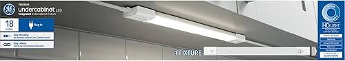 GE Lighting Lámpara LED para debajo del gabinete, accesorio de luz enchufable integrado enlazable, luz diurna, 18 pulgadas