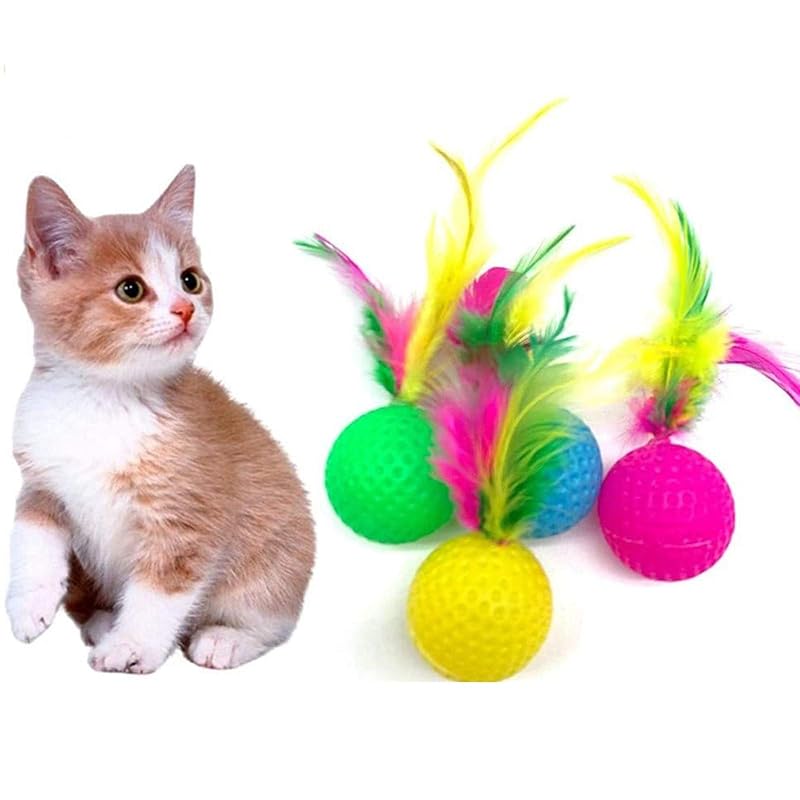 Brinquedo com Penas para Gatos em Bolas de Plástico Coloridas IDOMIK C48-cat ball 15pcs – Pacote com 15