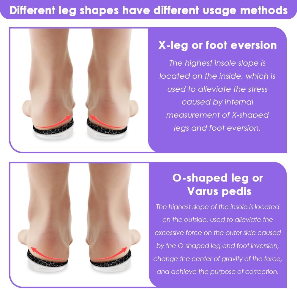 3 Layers Adjustable Supination Overpronation Insoles, Anti-Slip Medial Lateral Heel Wedge Insoles for Foot Alignment, Knee Pain, Bow Legs, Osteoarthritis (Black, L: W 8-12/ M 7.5-14) - Image 5