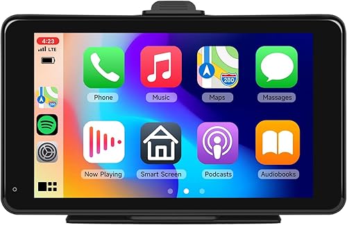 Miniatura 1 de Podofo Estéreo portátil inalámbrico Carplay Android Auto, pantalla táctil IPS de 7 pulgadas, pantalla Carplay en unidad de navegación de tablero con