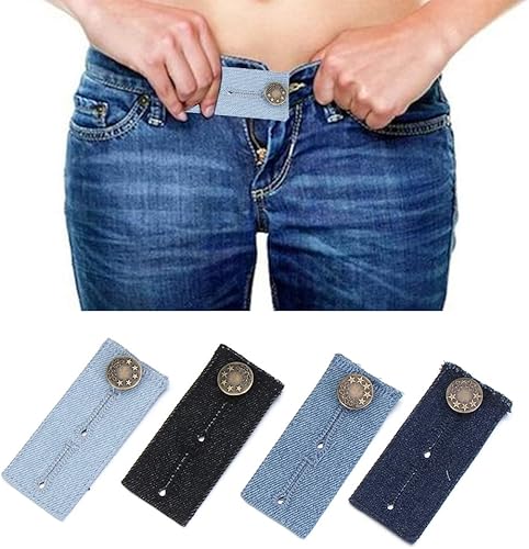 4 piezas de pantalones de mezclilla para extensión de cintura para hombres y mujeres, cierre de ropa, botón de coser, accesorios de costura