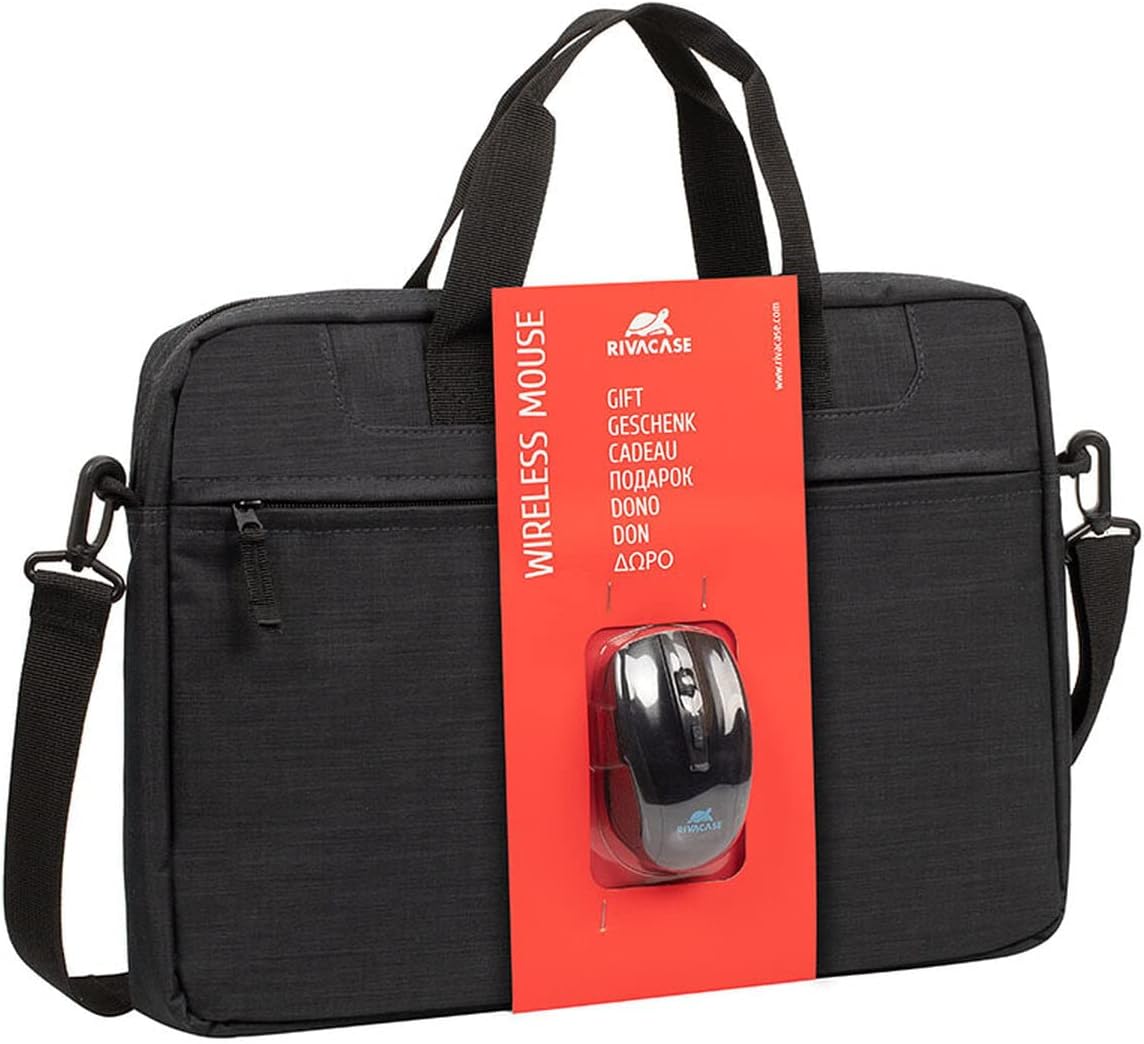 Rivacase 8038 + Wirelex Foam 39.6 cm (15.6 Inches) Briefcase Black – Laptop Bags (Briefcase, 39.6 cm (15.6 Inches) Shoulder Strap, 470 g, Black)