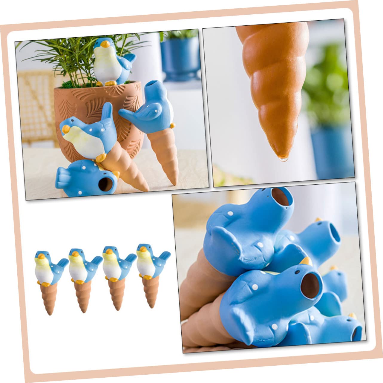 Irrigatori Automatici Kit 4 Pezzi in Ceramica per Piante Metodo a Goccia Facile da Usare per Patio e Prato