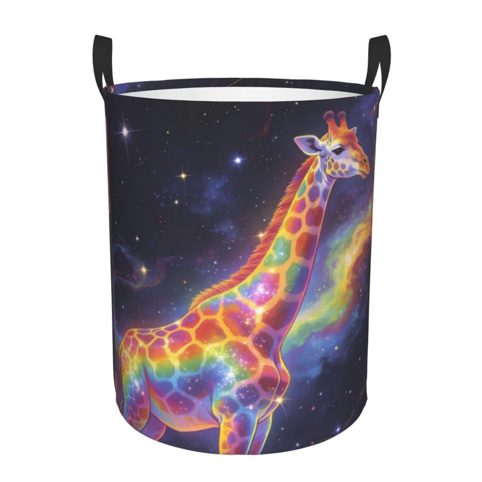 Panier à linge rond girafe arc-en-ciel 41 x 35 cm bac de rangement