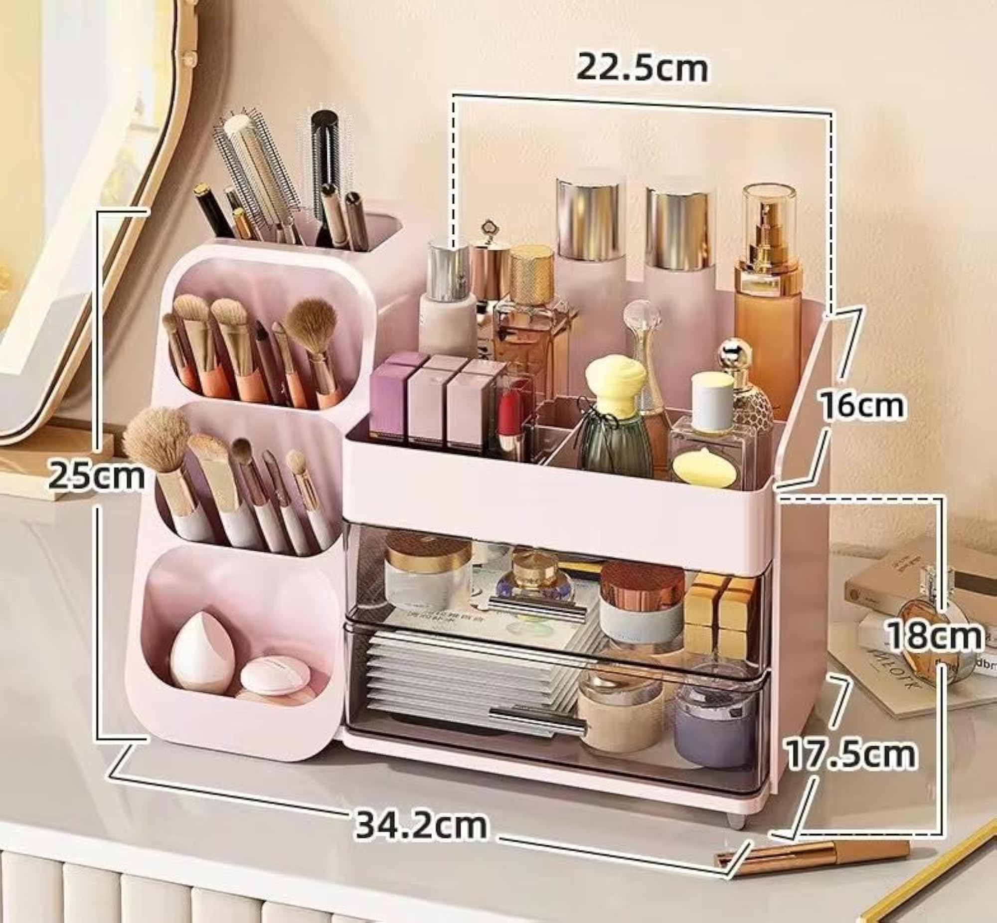 Large Capacity Cosmetics Organizer, Desk-Top Style