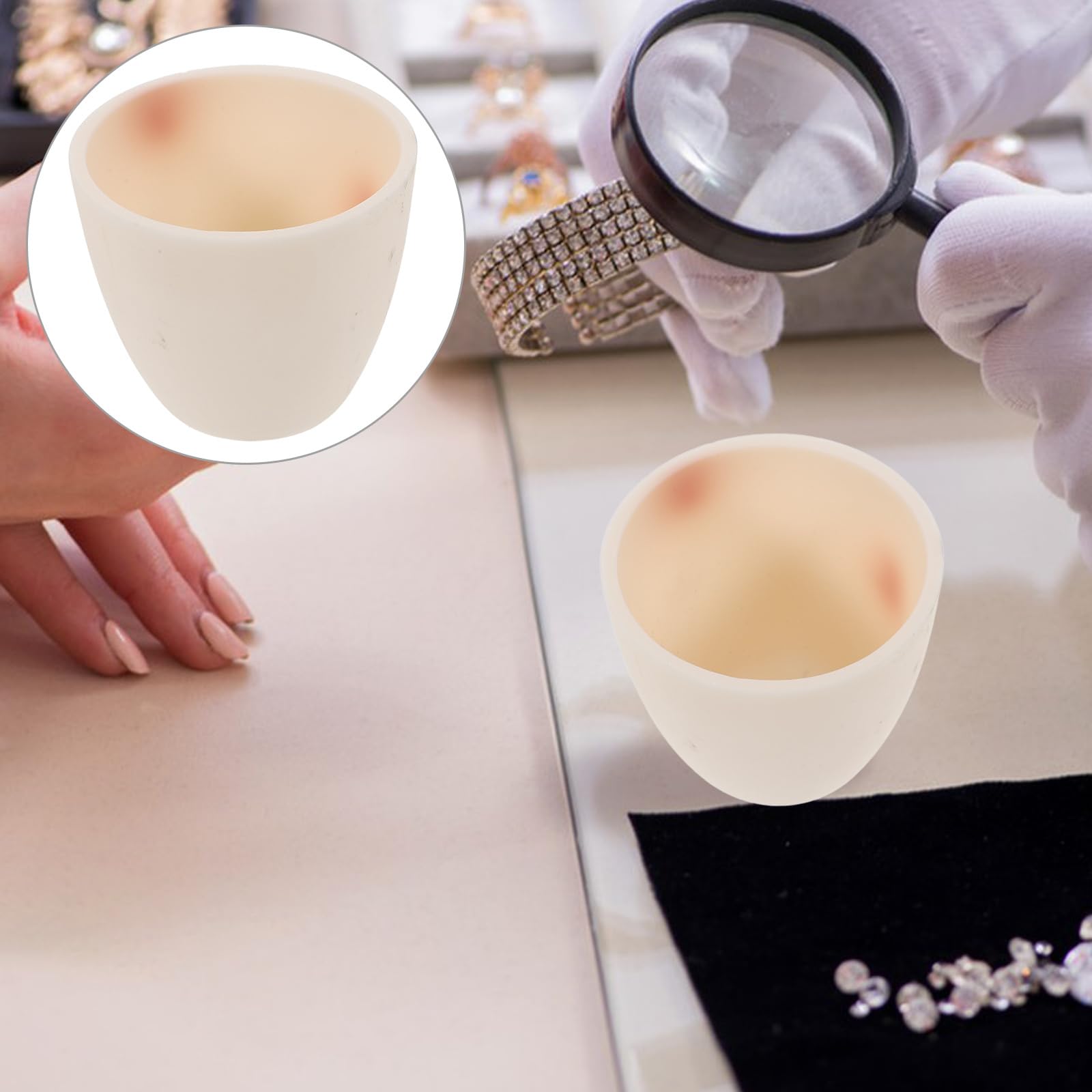 iplusmile Crogiolo in ceramica accessori da laboratorio 4,80 x 4,80 x 12,00 cm tazza da laboratorio in ceramica per analisi di laboratorio e crogiolo applicazione