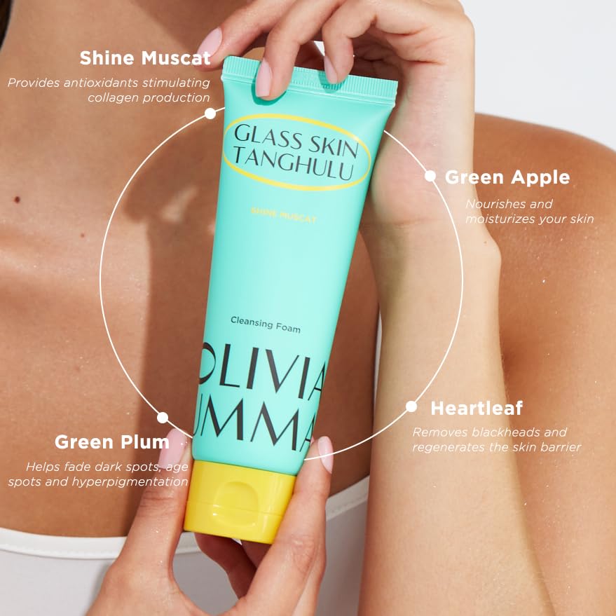 OLIVIAUMMA Glass Skin Tanghulu Shine Muscat Foaming Cleanser - Olivia Umma Deep Cleansing, Moisturizing, and Antioxidant-Rich Korean Face Wash for All Skin Types by Olivia Umma - 120ml