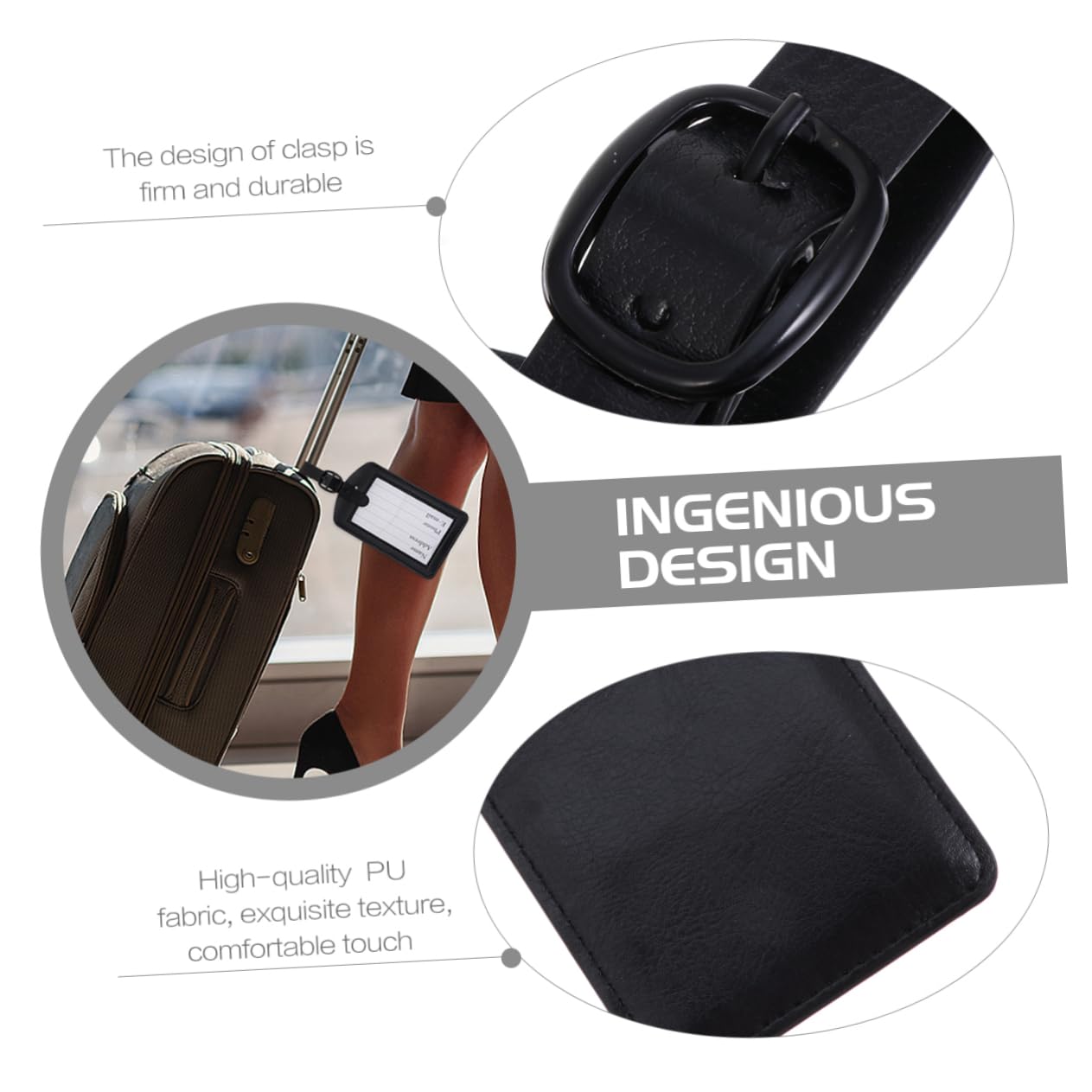 10stücke Pu Gepäckanhänger Strapazierfähige Luggage Tags Für Koffer Boarding Labels Schwarz Für Reisende Passend Für Standard Visitenkarten