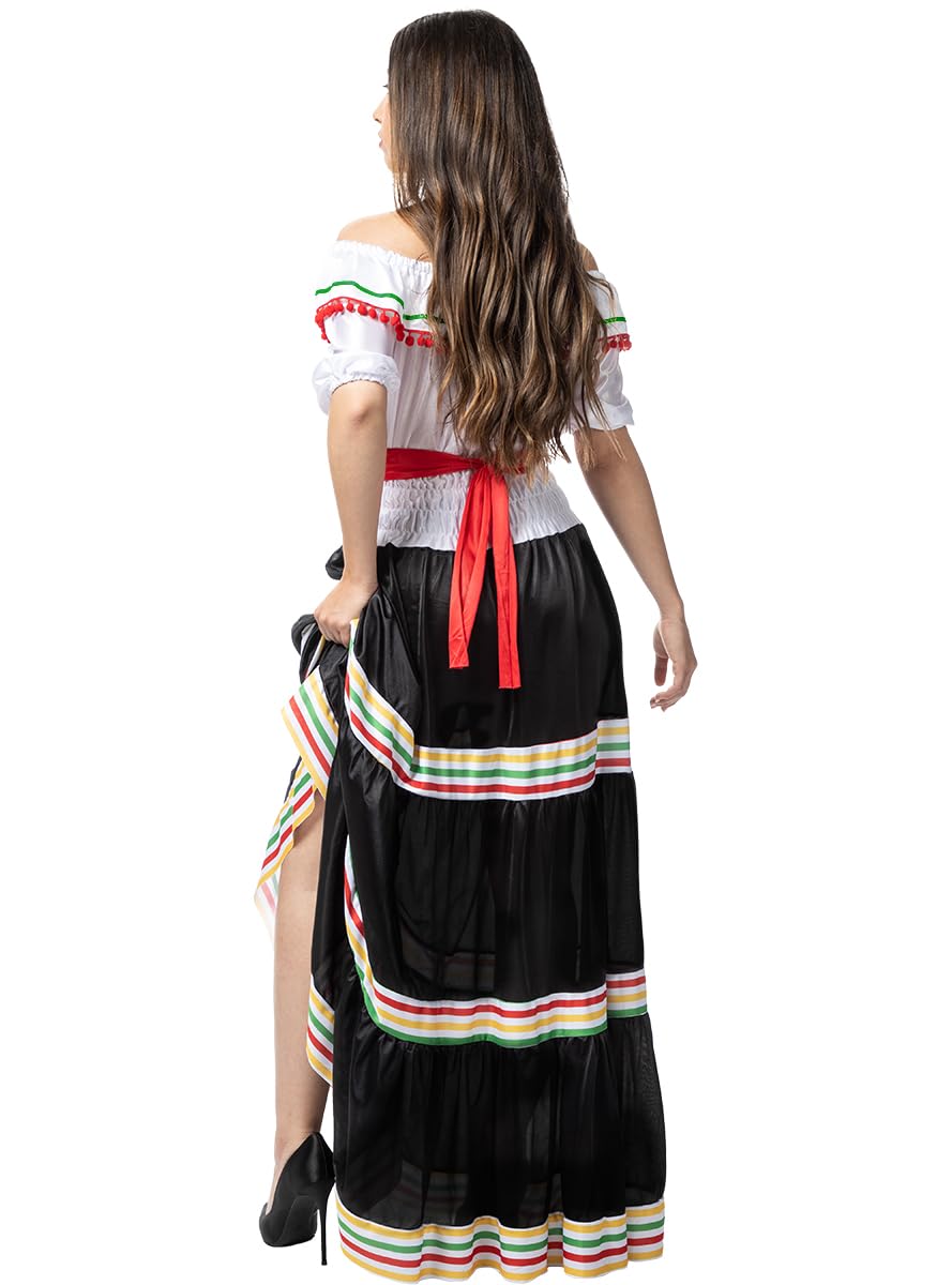 Funidelia | Costume da messicana da per donna Messico & Mariachi, Teschio messicano - Costume per Adulto e accessori per Feste, Carnevale e Halloween - Nero