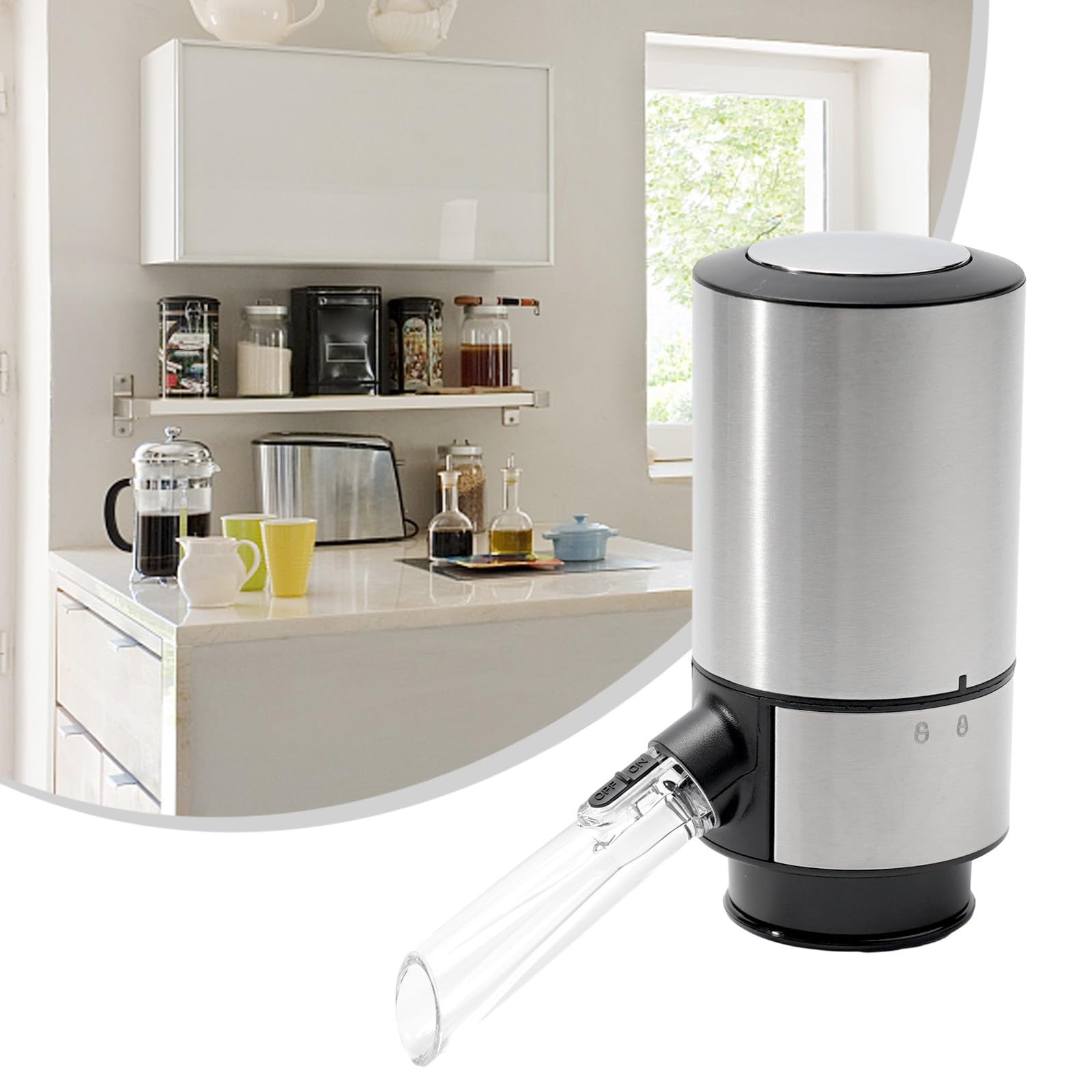 Aérateur de vin électrique automatique en acier inoxydable acrylique Décanteur rapide pour bar, fête, cuisine, noir argenté