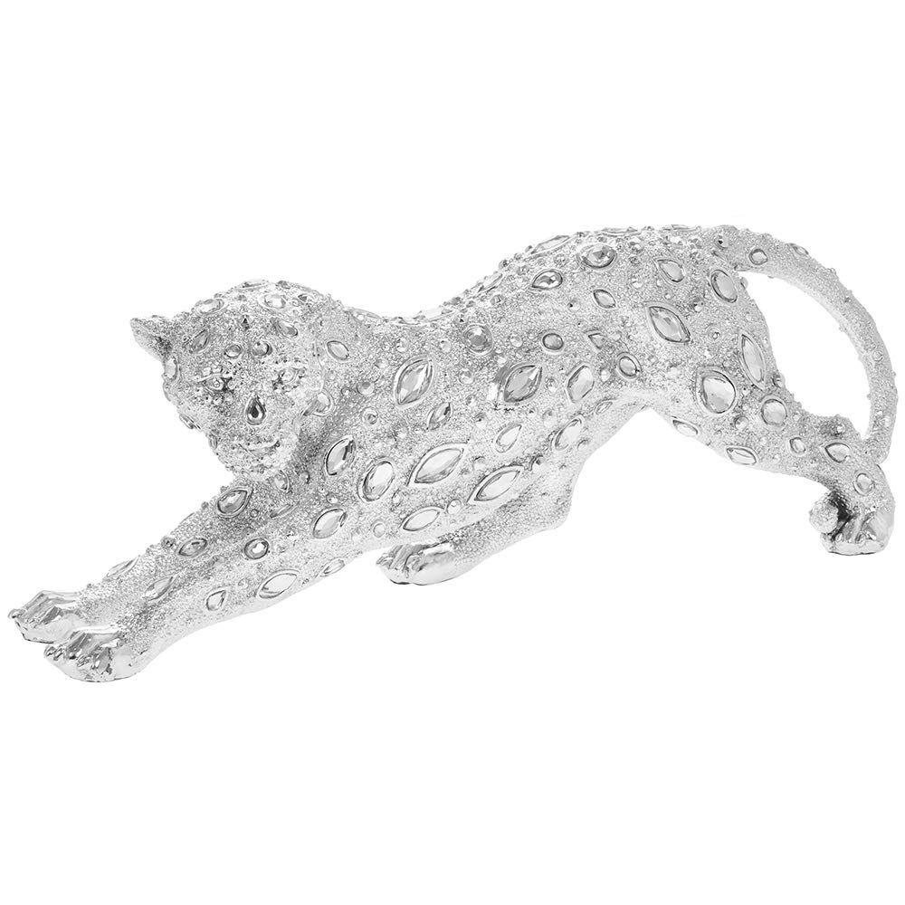 Lesser & Pavey Silver Art Diamante Cheetah Ornament Animal Statue Figurine