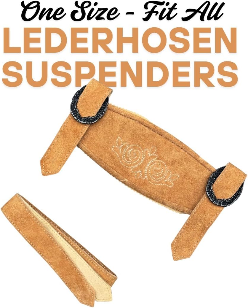 McWilliams Bavarian Suspenders for Lederhosen Men - Classic Leather Adjustable, Durable, and Stylish Traditional Braces