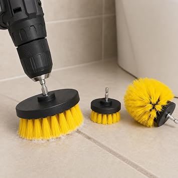3’lü Matkap Ucu Temizleme Fırçası Seti, Altıgen Bağlantılı Sert Kıllı Banyo, Fayans, Derz, Duşakabin ve Araç Jant Temizlik Başlıkları