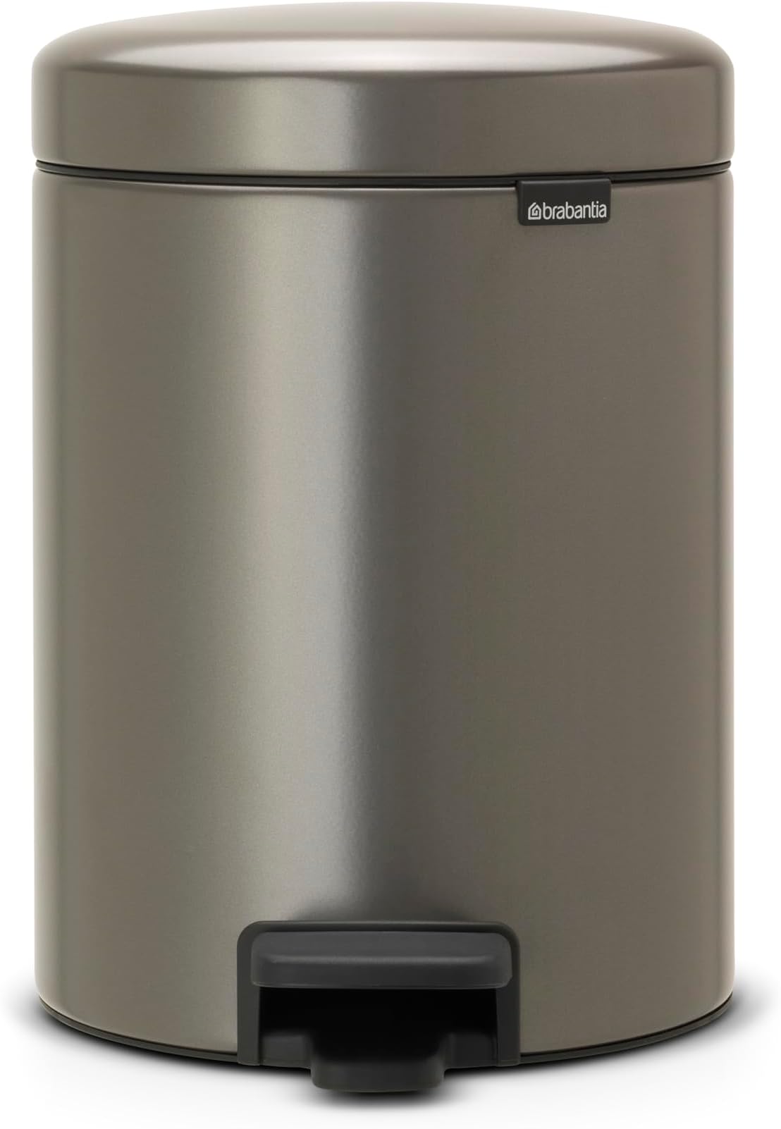Step-On XS Trash Can | Platinum | 1.3 Gallon / 5L | Bathroom, Bedroom, Office Trash Can with Light Pedal Opening, Handle & Removable Inner Bucket | 8.1 x 10.7 x 11.5 | + Trash Bags