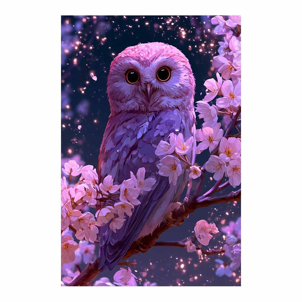 PUQAAEO Art Canvas Painting Posters and Prints Animal Canvas Wall Art Cherrys Blossoms Owls Art for Wall Decor and Home decorations Office Decor(Multicolor)-60x90cm Unframed
