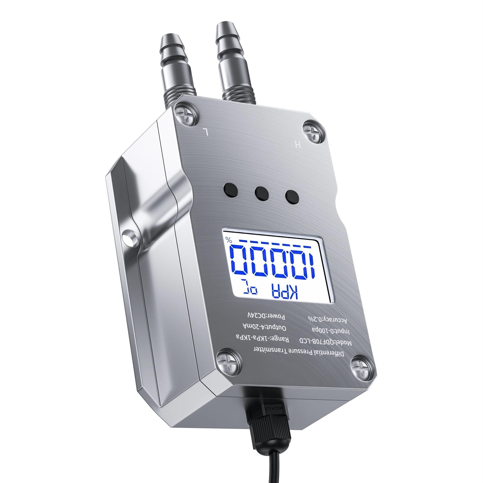 Transmetteur de pression différentielle LCD 0-50pa 0-200pa 0-1Kpa -10Kpa vers sortie 0-5V RS485 Capteur de pression différentielle(Output RS485,-100pa -0)