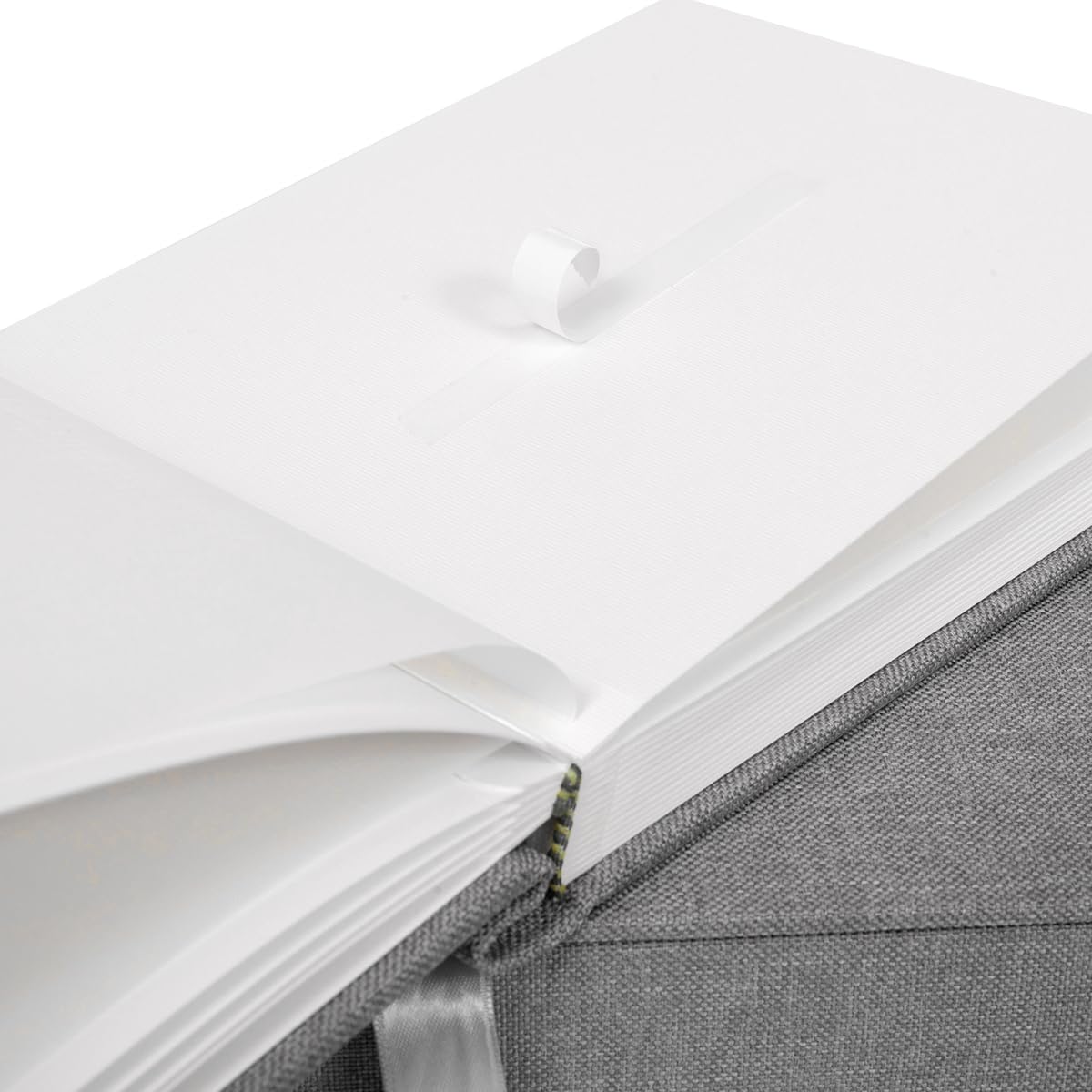 Álbum de fotos de 20 x 15 cm con funda de tela gris, 25 x 20 cm, caja con álbum