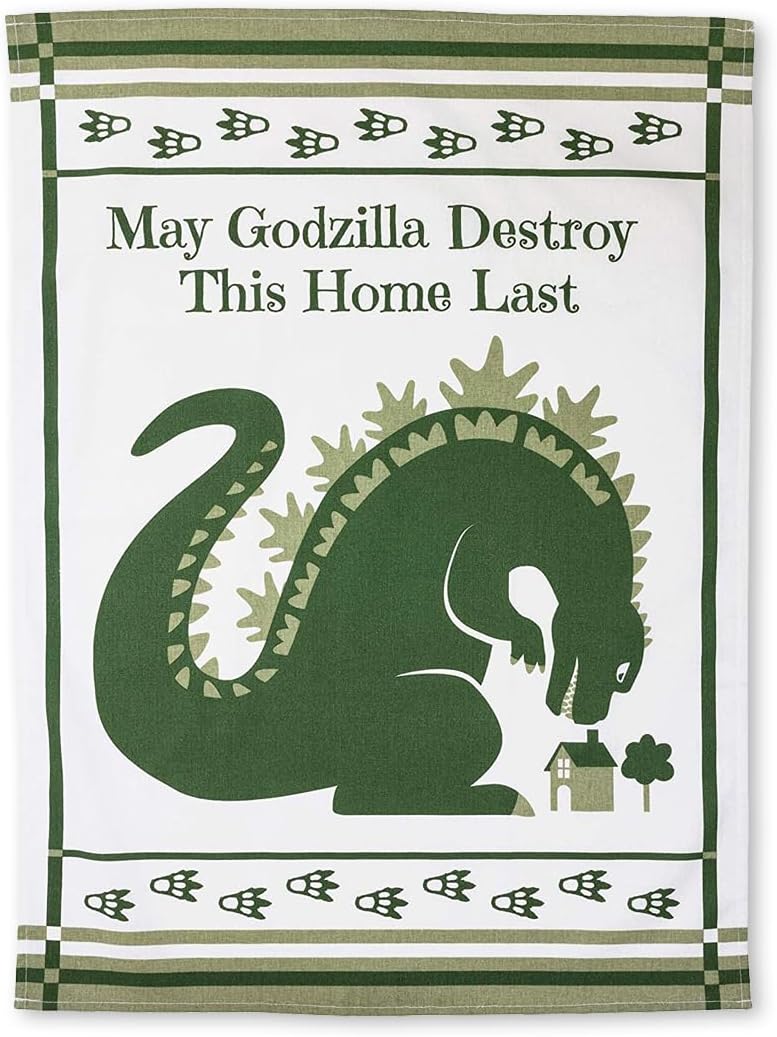 getDigital Dish Cloth May Godzilla Destroy This Home Last - A Funny Home Blessing Kitchen Towel for Geeks and Monster Movie Fans - 100% Cotton, Absorbent and Machine Washable