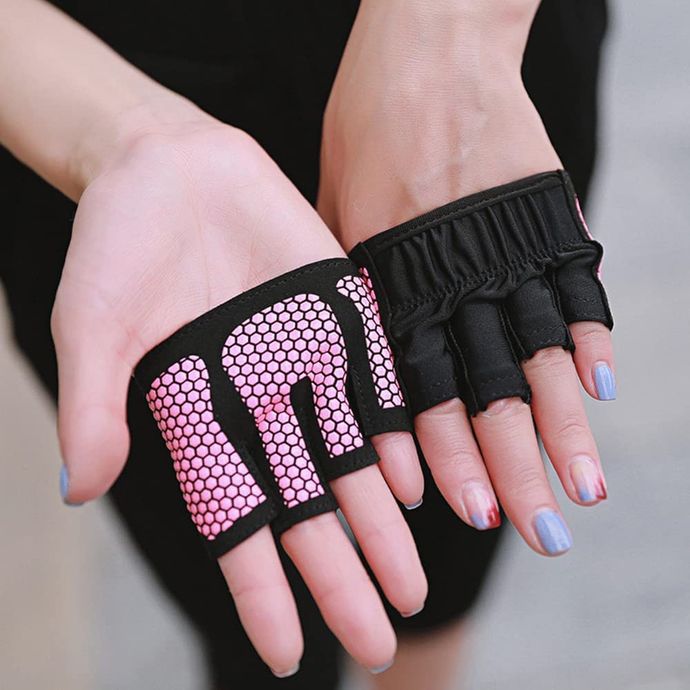 Guantes profesionales para gimnasio, fitness, medio dedo, hombres, mujeres, para ejercicio, entrenamiento, guante, levantamiento de pesas, culturismo, protector de manos (color: B, tamaño: L) (R