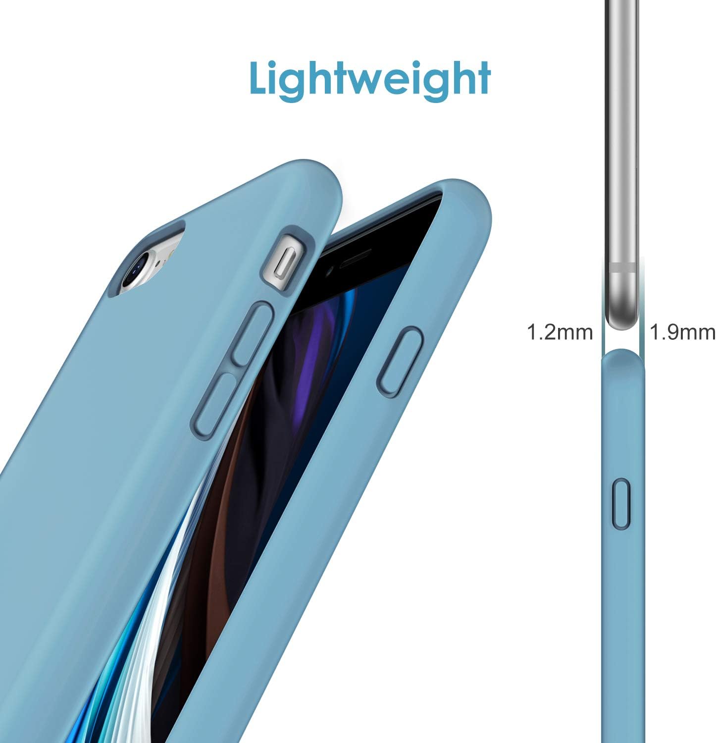 JETech Silicone Case for iPhone SE 3/2 (2022/2020 Edition), iPhone 8 and iPhone 7, 4.7-Inch, Silky-Soft Touch Full-Body Protective Case, Shockproof Cover with Microfiber Lining (Cornflower)