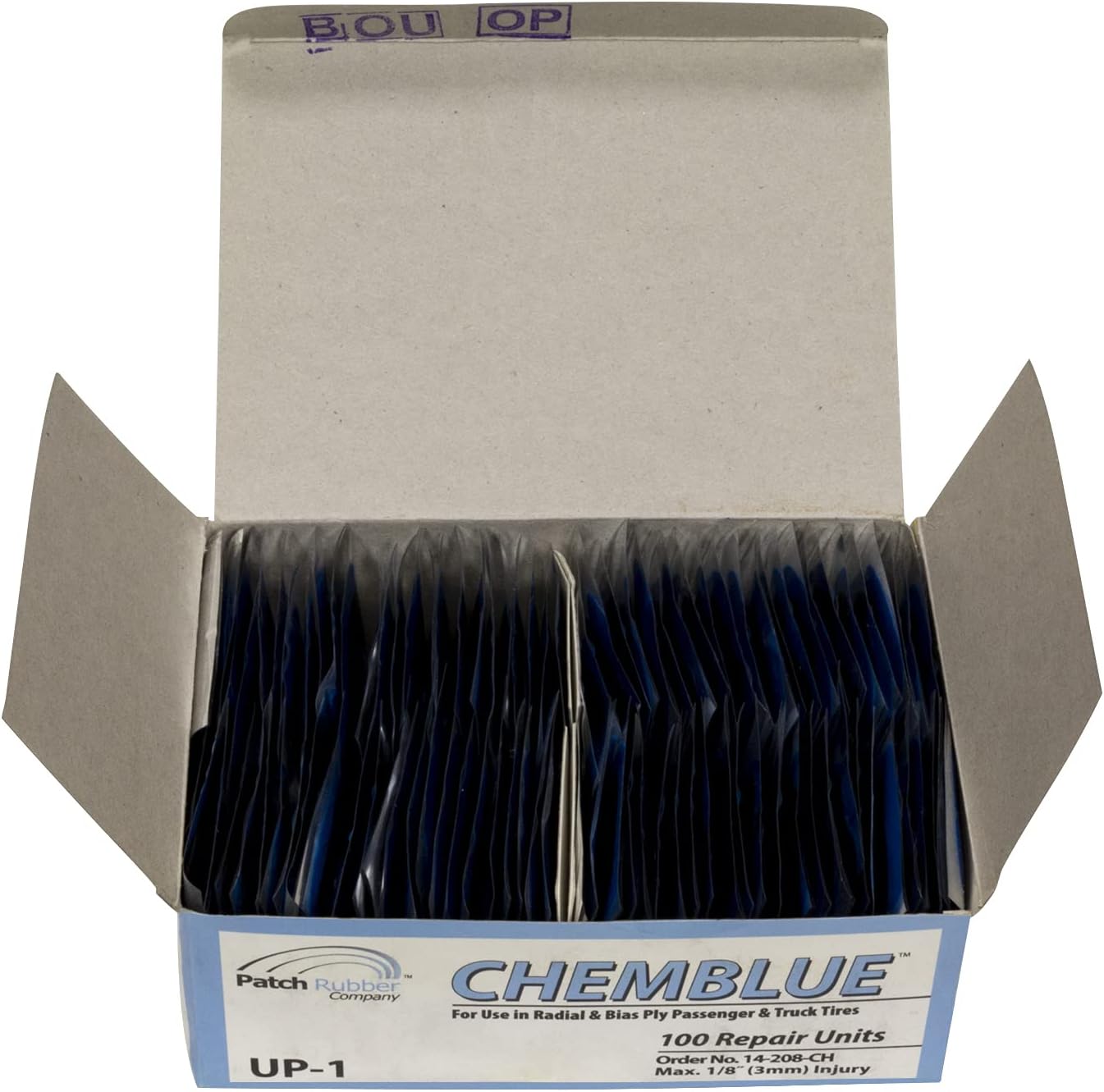 CHEMBLUE Universal 1 Tire Repair Unit, Tire Repair Patch for Passenger, Truck, SUV, Truck, Bias, Radial, Tubeless or Tube-Type Tire Puncture Injuries, 14208CH (1-7⁄8), (Box of 100)