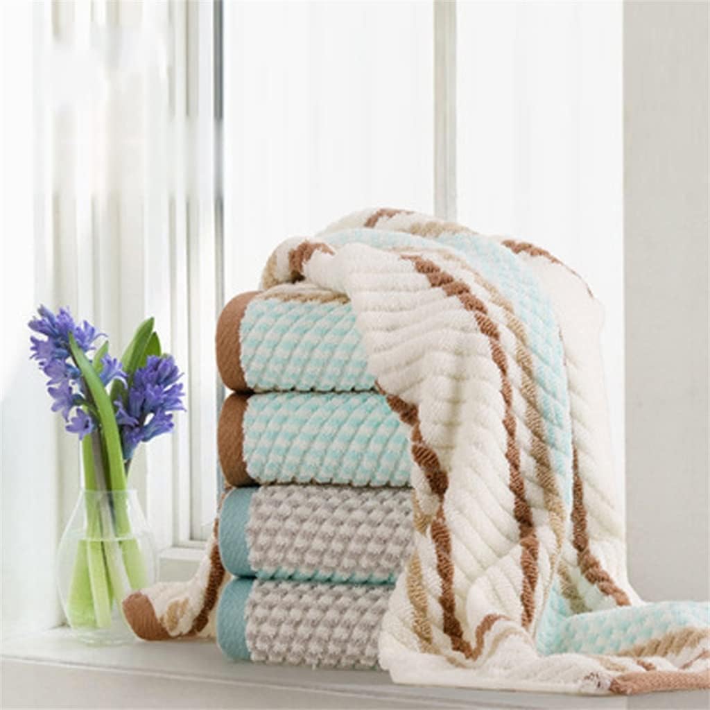 Color Striped Stripes face Towel Thickened Soft Bath Household Beach Hand Non-Fading Towel Set(D)
