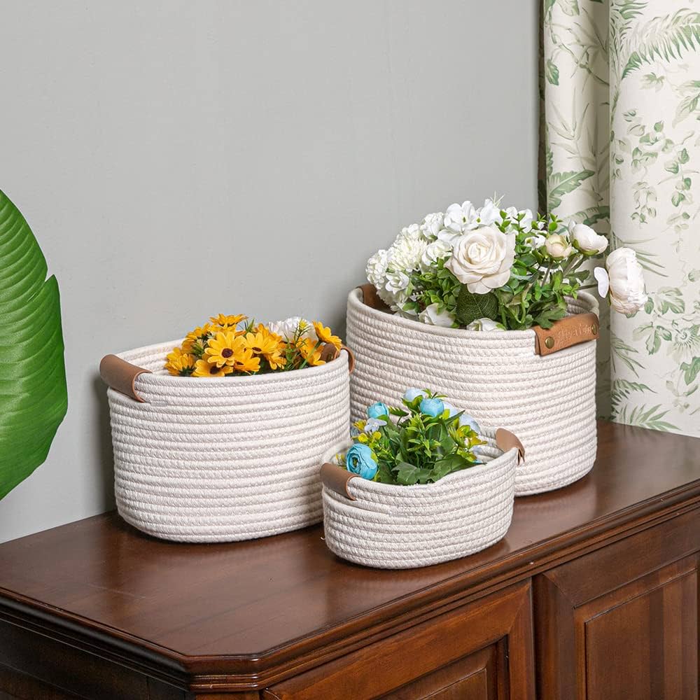 天然素材 編み込みバスケット 3つセット 天然素材 編み込みバスケット 3つセット