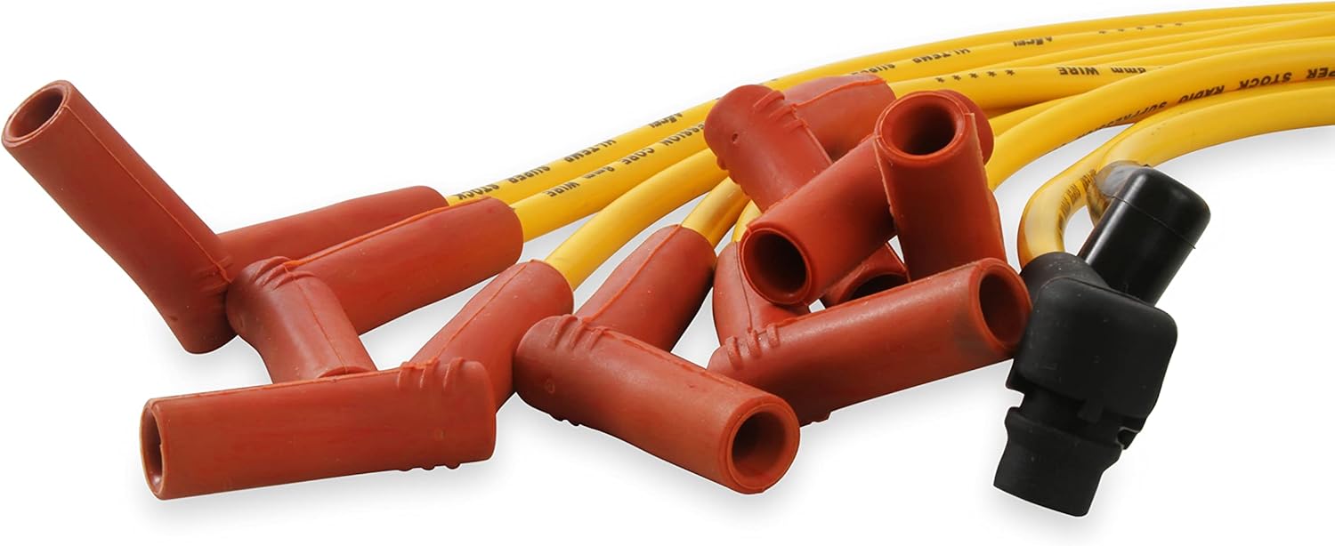 ACCEL 4056 Super Stock Spark Plug Wire Set - 8mm - Custom with Graphite Core - Yellow with HEI Stock Style Boots