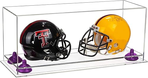 Miniatura 151 de Better Display Cases Acrílico 2 Mini casco de fútbol (no tamaño completo) vitrina con base de césped transparente (V46/A019)