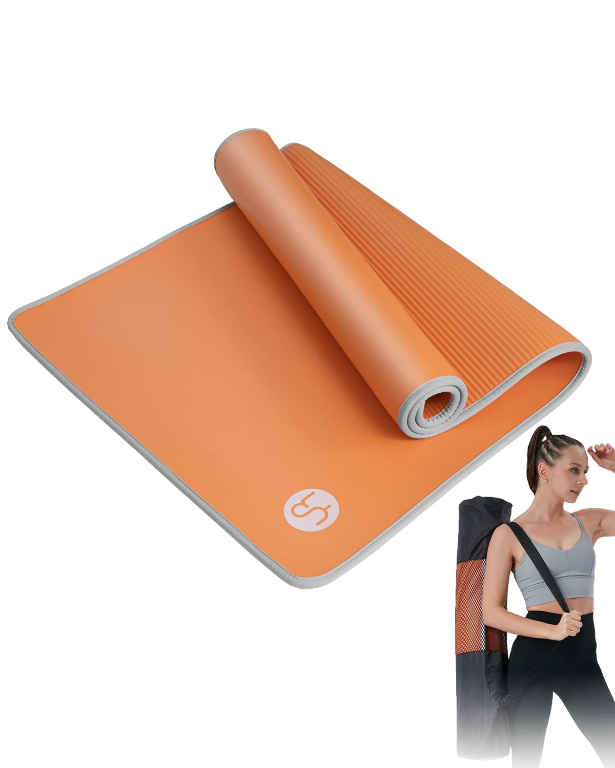 YUREN Yoga Mat Thick Exercise Mats Extra Wide, All Purpose Workout Mat for Home Gym Fitness with Yoga Mat Bag Strap（72"x35", 10mm Thick）