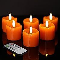 Vista 8 de Eywamage Velas votivas sin llama de cera de color marfil con pilas remotas, 2 x 2 pulgadas, pequeñas velas LED parpadeantes, juego de 6