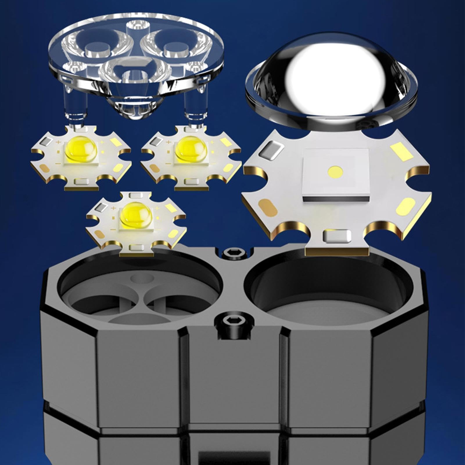 Handtaschenlampe, 8 Modi, Batterieanzeige, hoher Lichtstrom