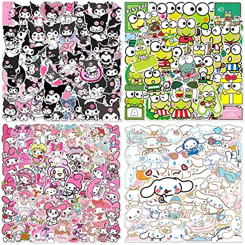 Serhuque 200pcs Cute Stickers Mixed Pack for Phone Case Laptop Water Bottles Hydroflask Ipad Macbook Luggage,Vinyl Waterproof Kawaii Japaness Anime Cartoon Character Stickers for Kids Teens DIY Decor