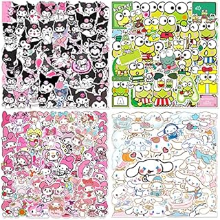 Serhuque 200pcs Cute Stickers Mixed Pack for Phone Case Laptop Water Bottles Hydroflask Ipad Macbook Luggage,Vinyl Waterproof Kawaii Japaness Anime Cartoon Character Stickers for Kids Teens DIY Decor