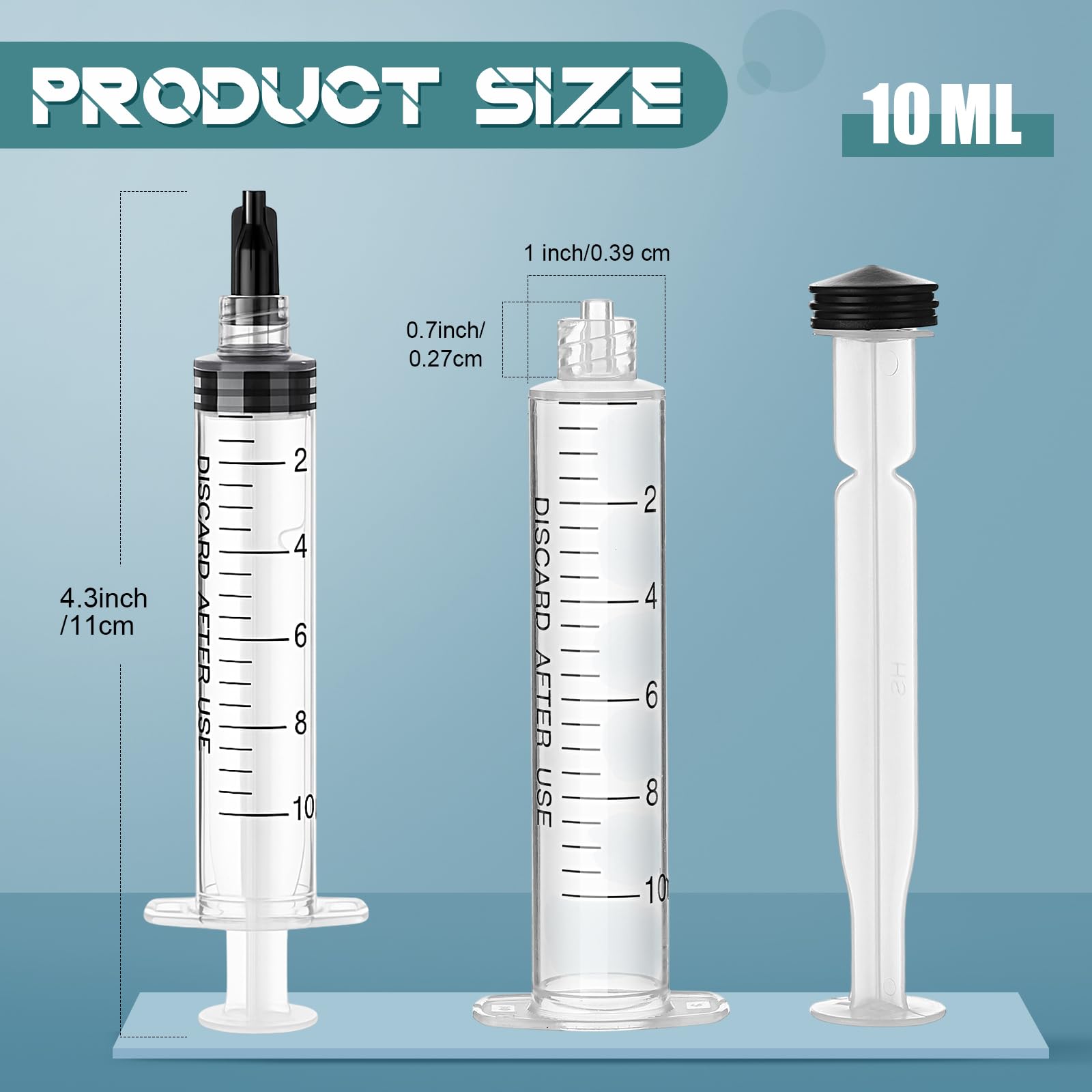 TrelaCo 50 Pack Syringe Without Needle Disposable Plastic Syringes with Cap Measuring Dispensing Tools Individually Sealed for Pets Feeding(10 ml) — Amazon image 2