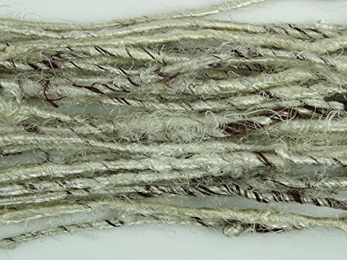 100G/ 1 Skein Recycled Banana Silk Yarn Hand-Spun Soft Yarns - Off White & Brown #TOP2