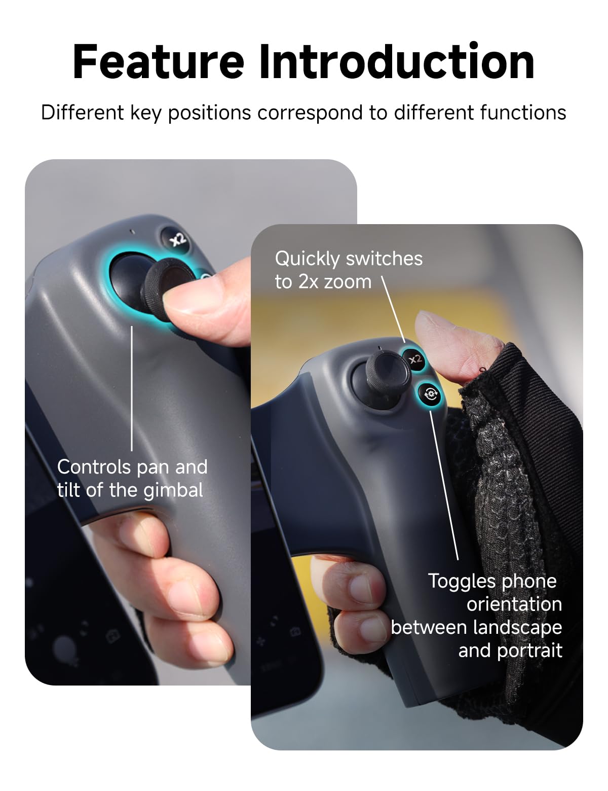 MOVMAX Pocket Controller mit Aufbewahrungstasche für DJI Osmo Pocket 4/3/2, kabellose Bluetooth-Fernbedienung mit Hall-Joystick, MagSafe-Handyhalterung und schützender Tragetasche