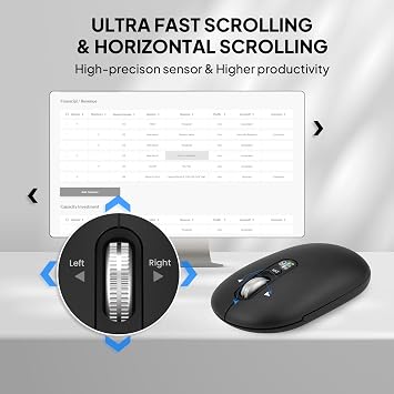 Kablosuz Bluetooth Fare,İnce Çakıl Çoklu Cihaz Küçük Seyahat Fare,Metal 4Way Süper Kaydırma,± 3000 DPI, 8 Düğmeler,Sessiz,Taşınabilir,Hafif,Bilgisayar,Dizüstü,Tablet, Mac, iPad, PC, Telefon için Uzun
