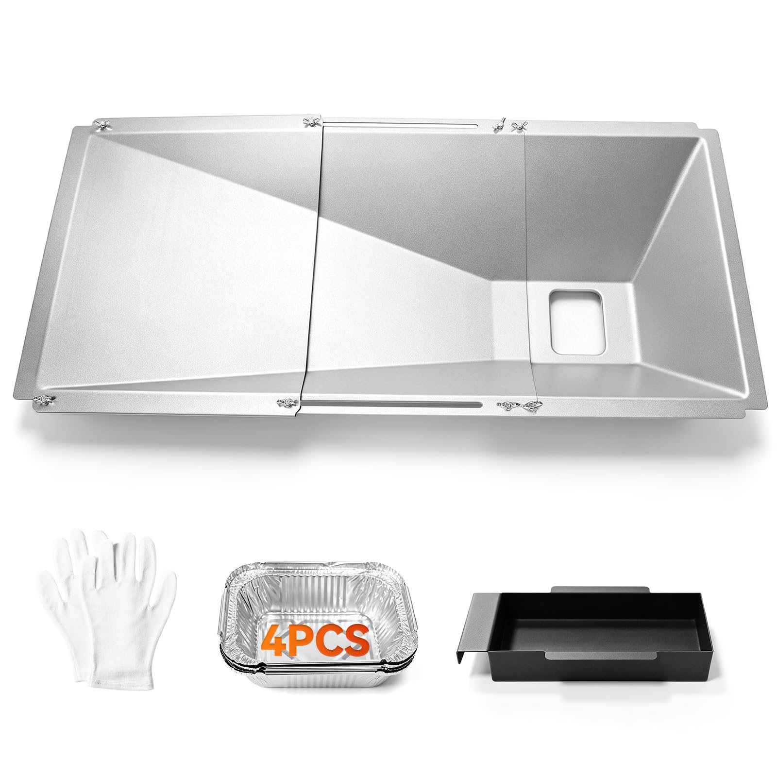 Universal Fettwanne mit Auffangwanne 60cm bis 80cm, Verstellbar Tropfpfanne für 3/4/5 Brenner Gasgrill von Charbroil, Dyna Glo, Nexgrill, Kenmore, Uniflame und mehr, Fettauffangschale