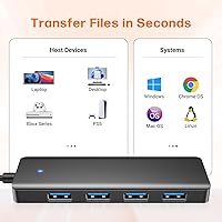 Vista 4 de Hub USB 4 puertos, múltiples concentradores USB 3.0, divisor USB A ultrafino USB para mouse, teclado, unidad flash, disco U, impresora, computadora