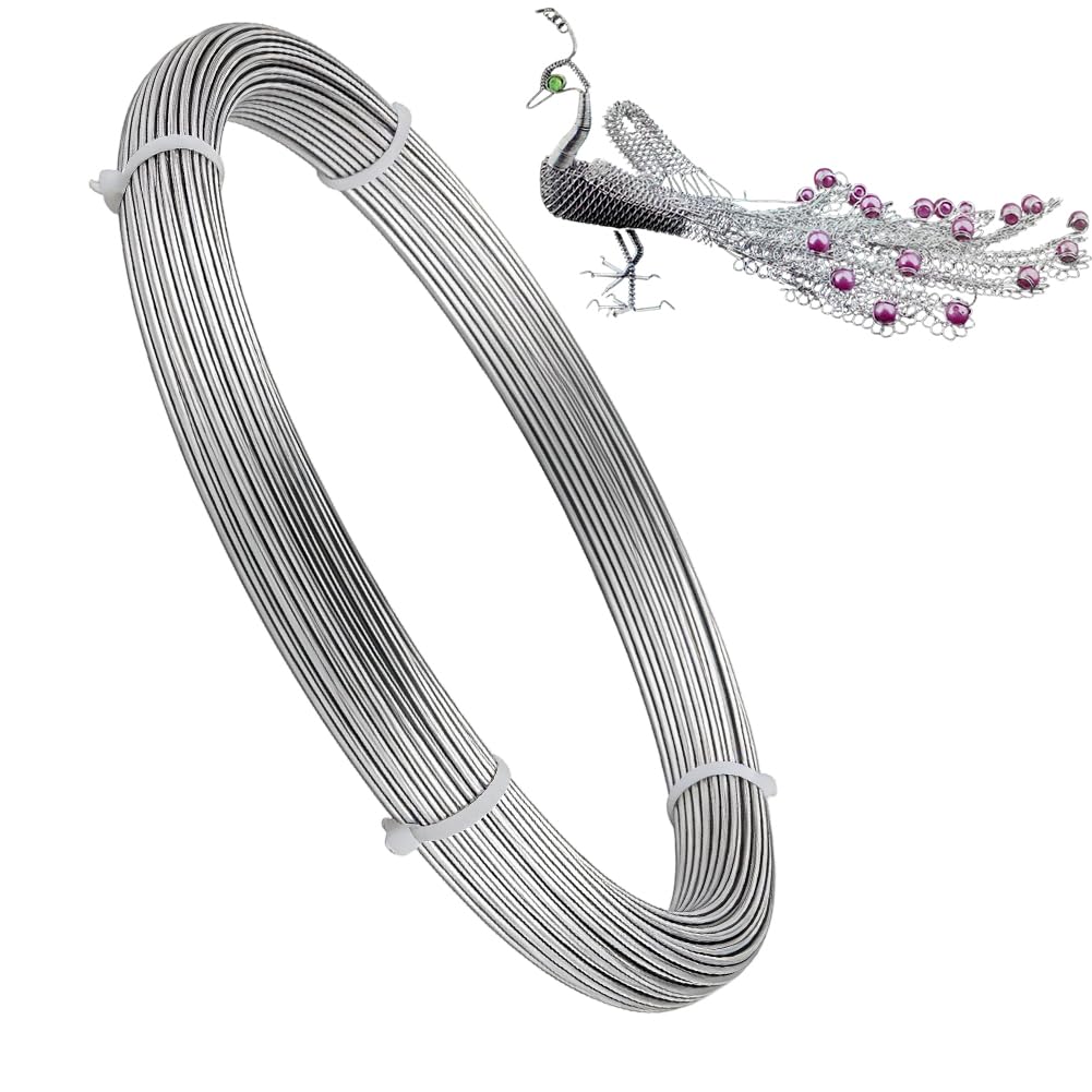 Fil en Acier Inoxydable 304, Cable Acier 2mm Câble Métallique 30m, Fil-D'arrimage Câble de Fer Fils Acier Inoxydable Bijoux pour Bricolage Manuel,Fils Sculpture,Fabrication de Bijoux,Câblage de Jardin