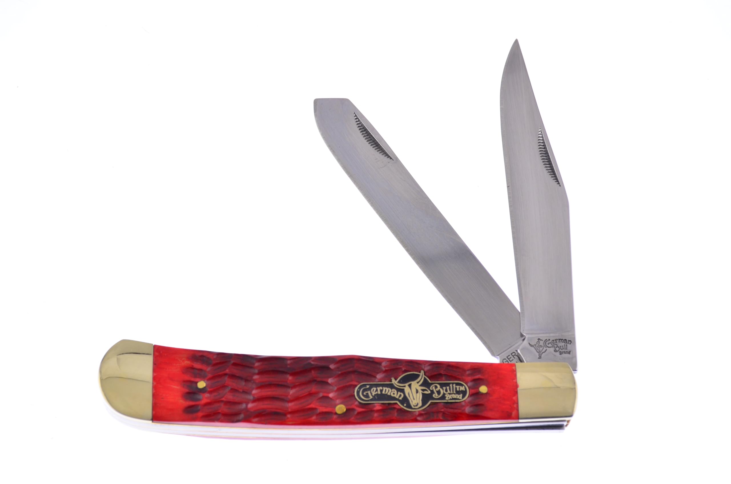 Pocket Knife 010RPB Large Trapper Red Bone Handle German Stainless Steel Blades Closed 5.25