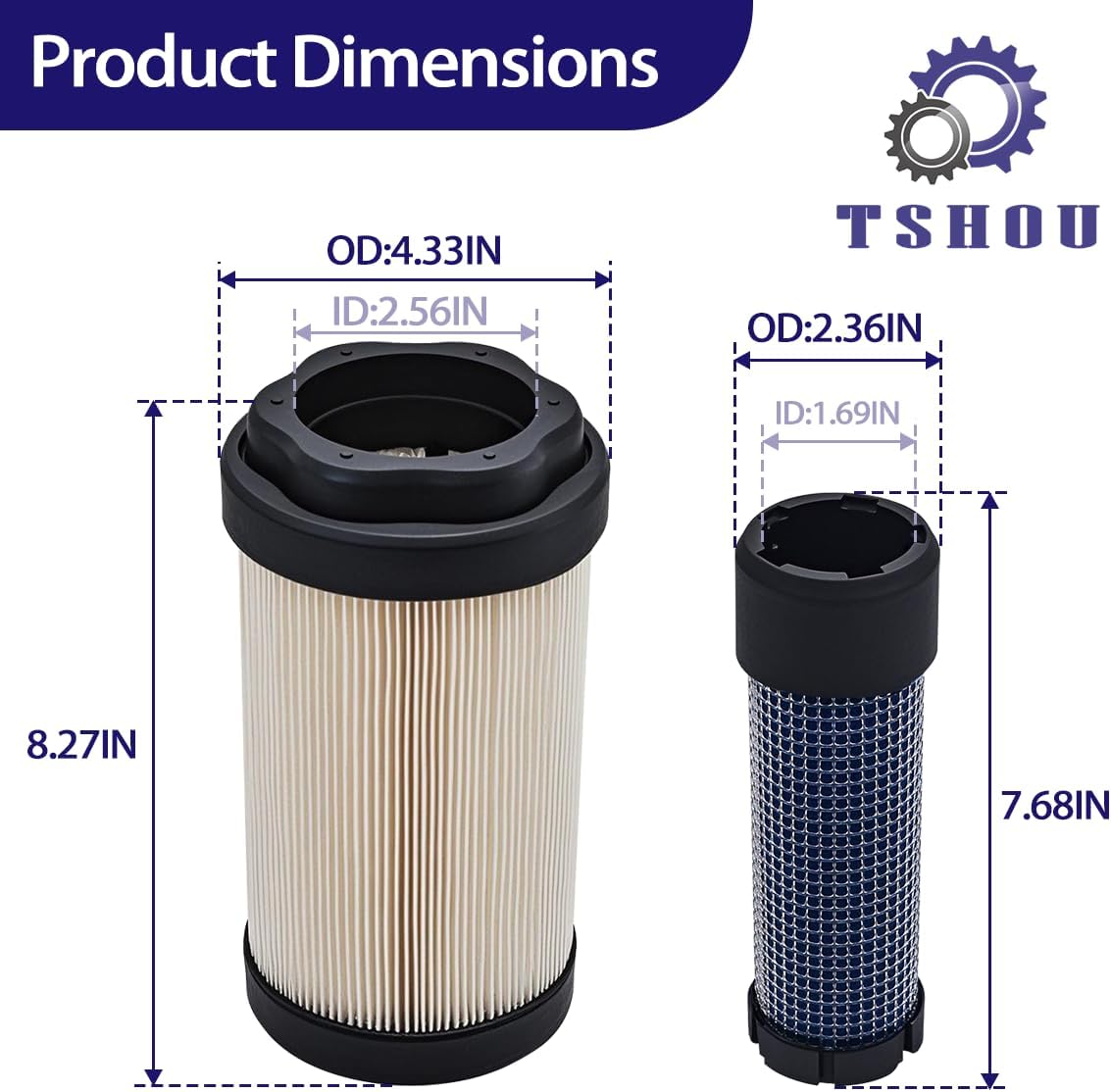 LVU34503 LVU34504 Primary Air Filter and Secondary Air Filter，Fit for John Deere 1023E 1025R 1026R 2025R 2026R 2400 2550 2700 2750 With M806418 Oil Filter and 8970713480 Fuel Filter