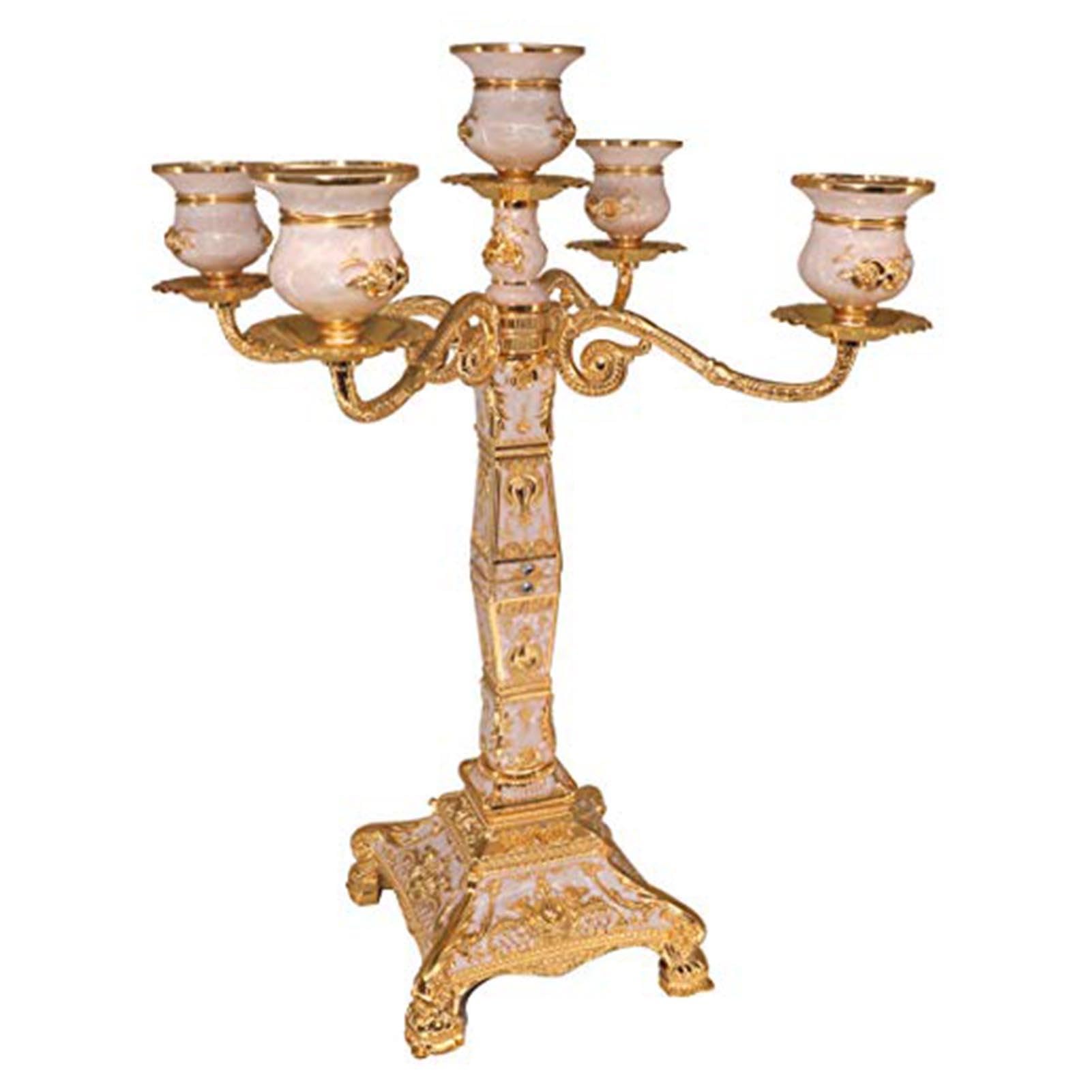 Portacandele - Candelabro A 5 Bracci In Stile Europeo, In Metallo; Ideale Per Cene, Feste E Anniversari