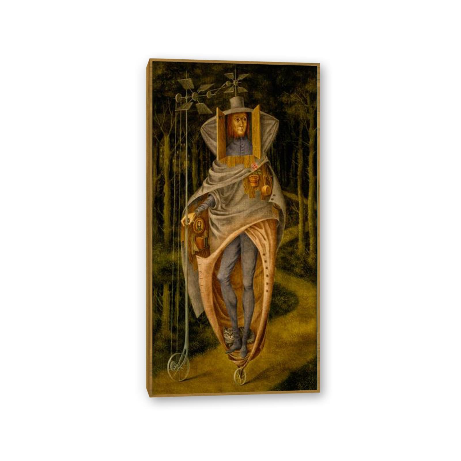 MYCGGDGH Remedios Varo Canvas Wall Art Reproductions of Famous Paintings Vagabond Posters Remedios Varo Print Wall Decor for Living Room Bedroom Home Decor 120x60cm(48x24in) Teak frame