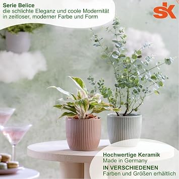 MePla - Set - SK Soendgen Belice Ceramic Planter ø13 - Peach + Culture Pot ø12 High-Quality Living Environment