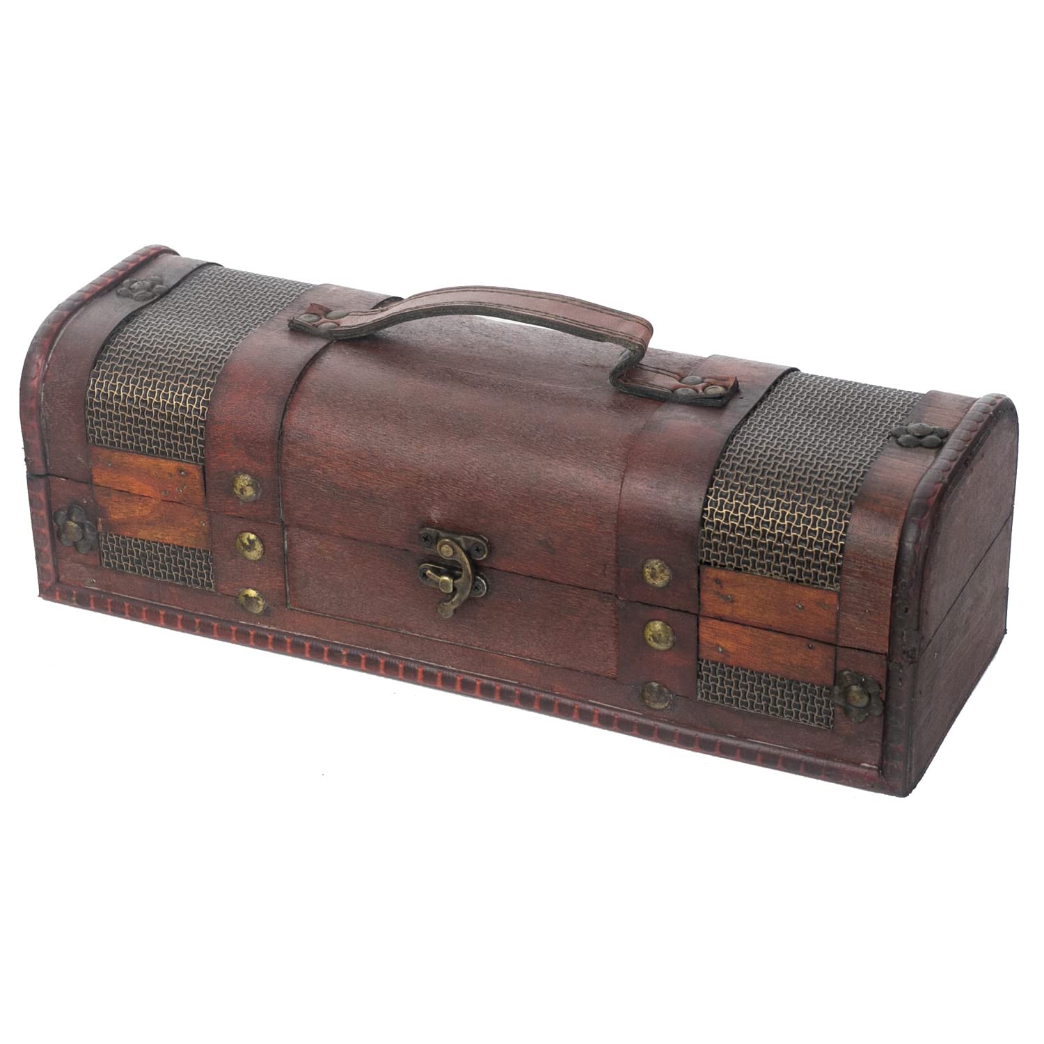 HMF Vintage Deko confezione regalo con coperchio in legno | per 1 bottiglia di vino | formato orizzontale | Portogallo